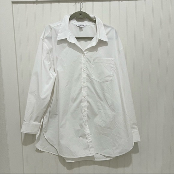 croft & barrow Tops - Athleta Midday Relaxed White Poplin Button Down Shirt XLT